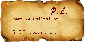 Petrika Lóránt névjegykártya